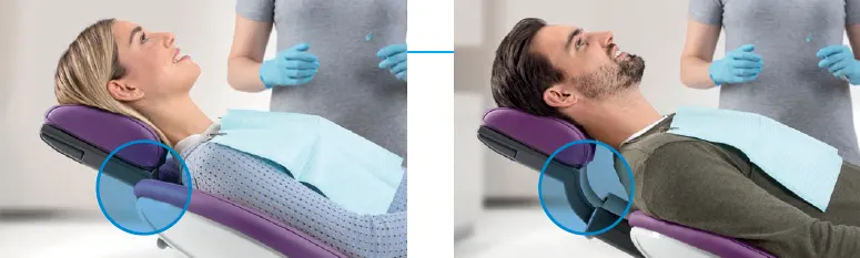 Dentsply Sirona AXANO: Pozycja fotela śledząca położenie głowy pacjenta